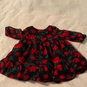 Carter's Elegant Black Dress with Red Floral Design
